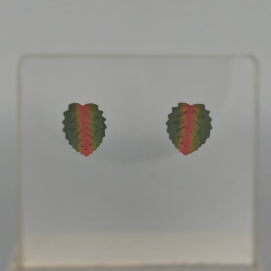 Green & Red Leaf Studs